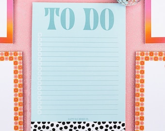 To do list notepad, trendy stationery notepad, 5 x 7 tear-away notepad, office supplies, school supplies