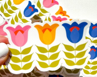 Tulip flower sticker, waterproof sticker, laptop sticker, water bottle sticker, high quality sticker
