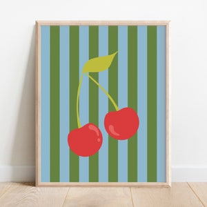 Cherry Stripe Trendy Digital Download | Printable Wall Art | 4x6, 5x7, 8x10, 8x12, 16x20 | Bar Cart Print | Kitchen Art Print