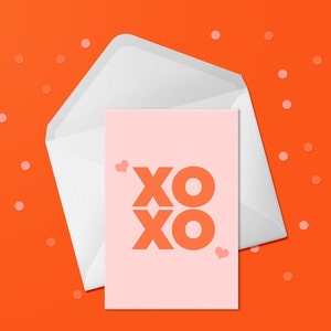 Herunterladbare Jubiläumskarte, Druckbare Valentinstagskarte, XOXO, digitale Downloadkarte