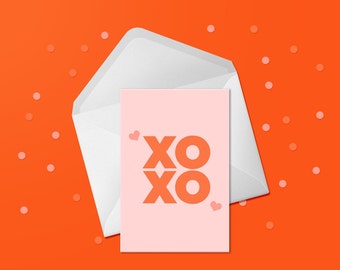 Downloadable Anniversary Card, Printable Valentine's Day Card, XOXO, digital download card