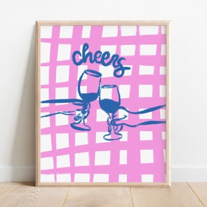 Cheers Trendy Digital Download | Printable Wall Art | Sketchy illustration | 4x6, 5x7, 8x10, 8x12, 16x20 | Bar Cart Print | Vintage Cocktail