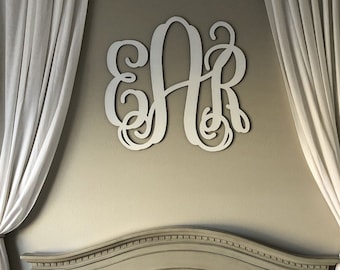 Monogram Wall Hanging, Wooden Initials, Custom 3 Letter Hanging Wall Decor, Dorm Sign, Baby Nursery Plaque, Wedding, Engagement, Shower Gift