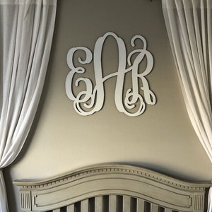 Monogram Wall Hanging, Wooden Initials, Custom 3 Letter Hanging Wall Decor, Dorm Sign, Baby Nursery Plaque, Wedding, Engagement, Shower Gift