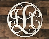 Personalized Circle Monogram Wall Hanging 24 quot Custom Painted Vine Letters Wall Plaque, Dorm, Baby, Shower, Wedding, Engagement Gift, Dorm
