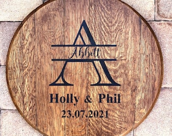 Wedding Guest Book, Whiskey Bourbon Barrel Head, Personalized Wedding Gift, Whiskey Barrel Lid, Alternate Wedding Sign In Board