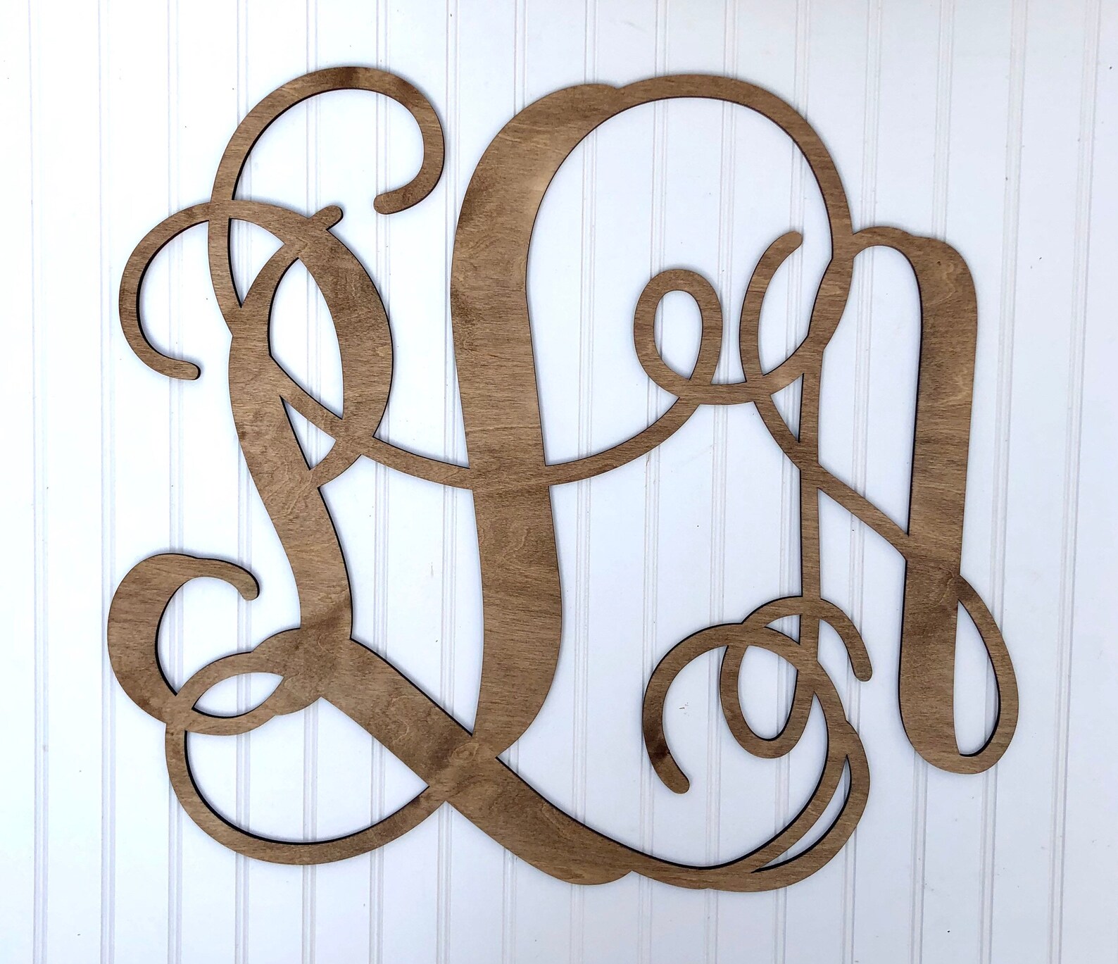 Monogram Wood Wall Decor Personalized Vine Letter Wall Etsy