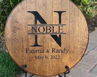 Wedding Guest Book, Whiskey Bourbon Barrel Head, Personalized Wedding Gift, Whiskey Barrel Lid, Alternate Wedding Sign In Board