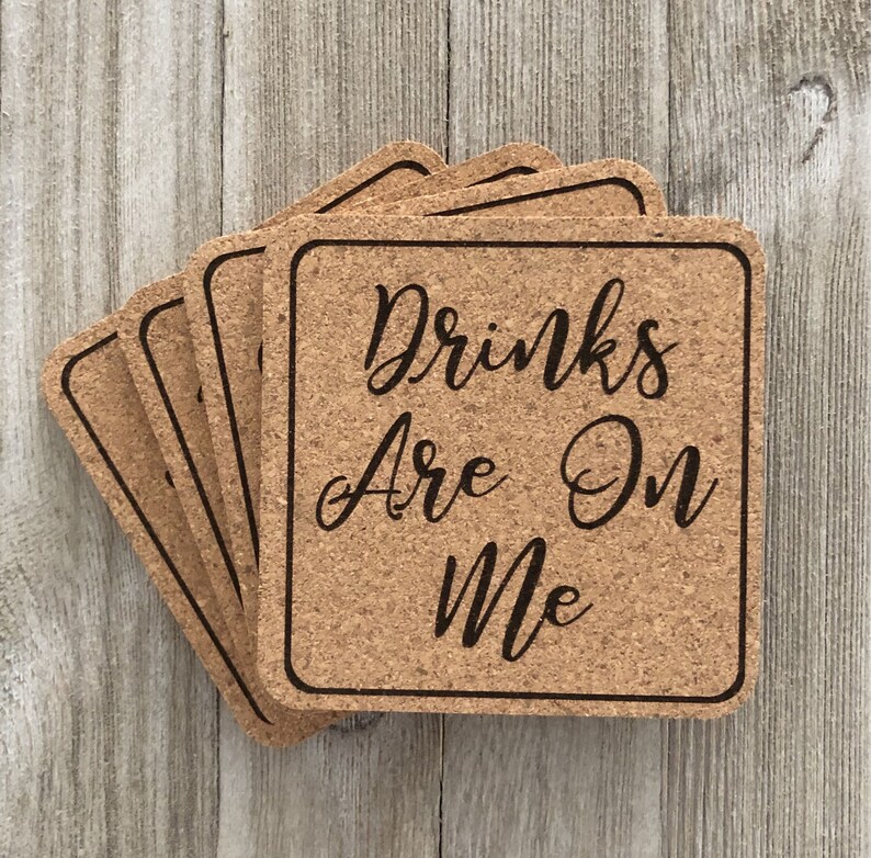 Custom Happy Hour Coasters Laser Engraved Wedding Save the Etsy