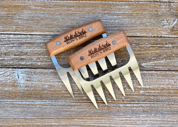 Personalized BBQ Meat Claw Shredders, Wooden Meat Claws, Stainless Steel BBQ  Tools, BBQ Meat Lovers Gift, Set of 2 Meat Claws, Gift for Him 