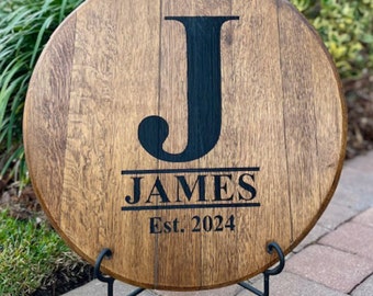 Wedding Guest Book, Whiskey Bourbon Barrel Head, Rustic Wedding Sign, Personalized Wedding Gift, Whiskey Barrel Lid, Alternative Guestbook