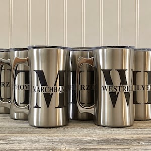 Personalized Beer Mug, Monogram Beer Stein with Handle and Lid,  Stainless Steel Custom Beer Cup, Gift for Dad, Groomsman,  Wedding Gift