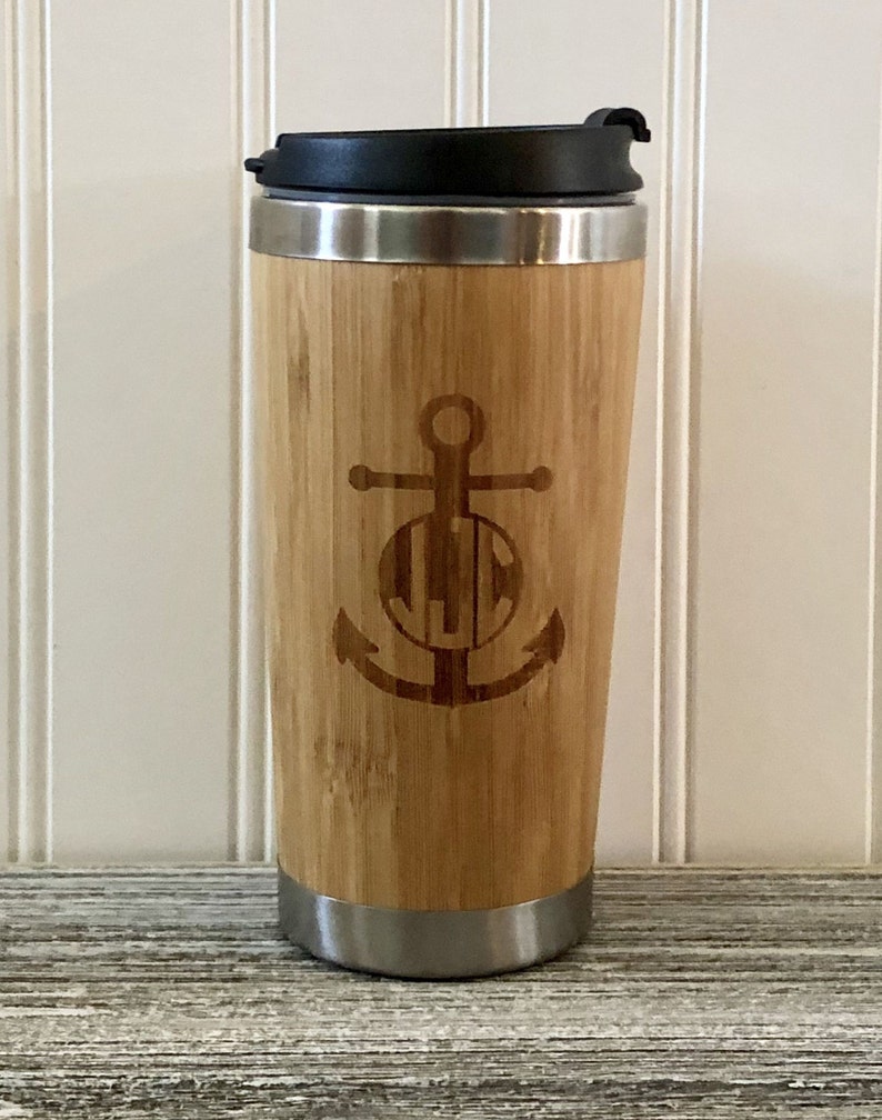 Personalized 15 oz Bamboo Tumbler Insulated Stainless Steel | Etsy