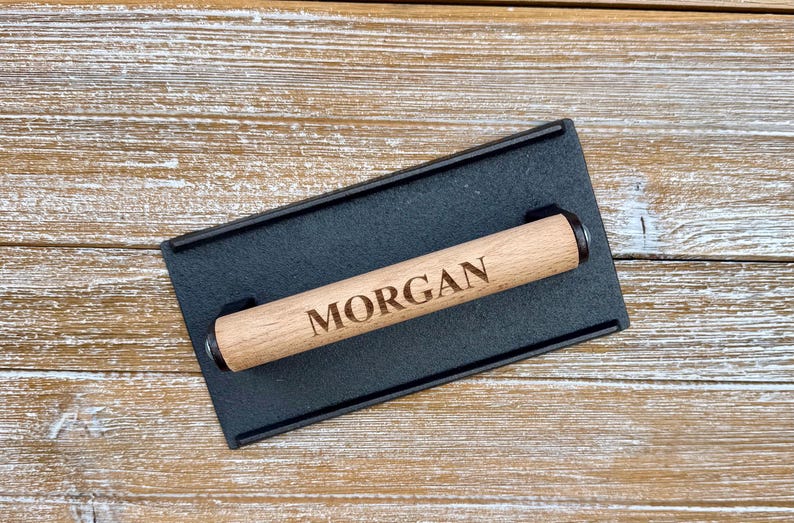 Personalized Cast Iron Press, Smash Burger Heavy Duty Press, Bacon Smasher, BBQ Grill Press Wood Handle, BBQ Gift for Him, Grill Accessories image 12