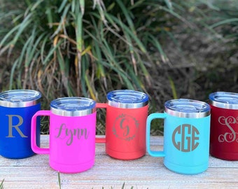 Personalized Engraved Coffee Mug, Stainless Steel Engraved Cup, Monogram Travel Mug, Insulated Coffee Cup, To Go Drink Cup, Camping Mug