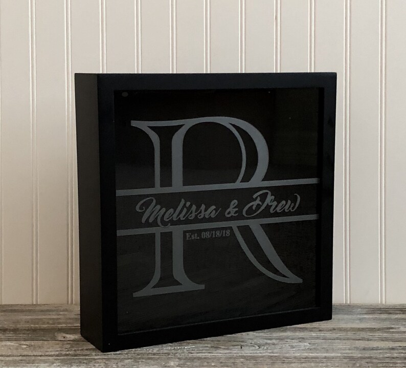 Personalized Wine Cork Shadow Box Letter Names Date Wedding Etsy