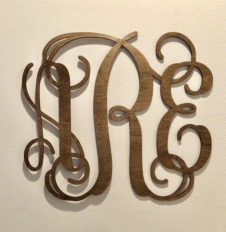 Monogram Wood Wall Decor Personalized Vine Letter Wall Etsy