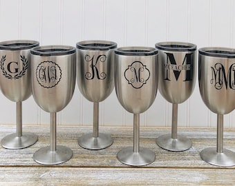 Personalized Wine Cup, Engraved Wine Tumbler With Stem, Custom Wine Cup, Bridesmaid, Bachelorette, Wedding Gift, Personalized Gift,