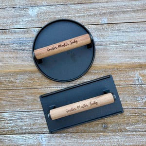 Personalized Cast Iron Press, Smash Burger Heavy Duty Press, Bacon Smasher, BBQ Grill Press Wood Handle, BBQ Gift for Him, Grill Accessories image 15