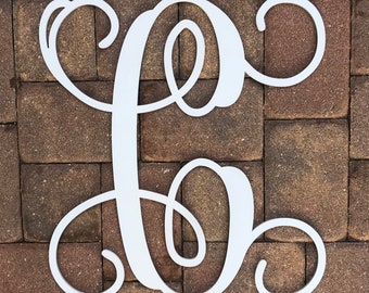 Vine Monogram Single Wooden Letter 12"H or 18"H Custom Wood Hanging Wall Plaque Nursery Engagement Wedding Baby Shower Anniversary Gift