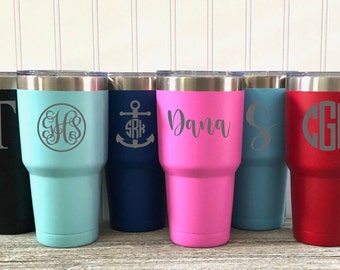 Personalized 30oz Tumbler, Monogram Travel Cup, Engraved Large Mug, Insulated Coffee Cup, Stainless Steel Tumbler