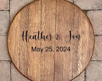 Wedding Guest Book, Whiskey Bourbon Barrel Head, Rustic Wedding Sign, Personalized Wedding Gift, Whiskey Barrel Lid, Alternative Guestbook