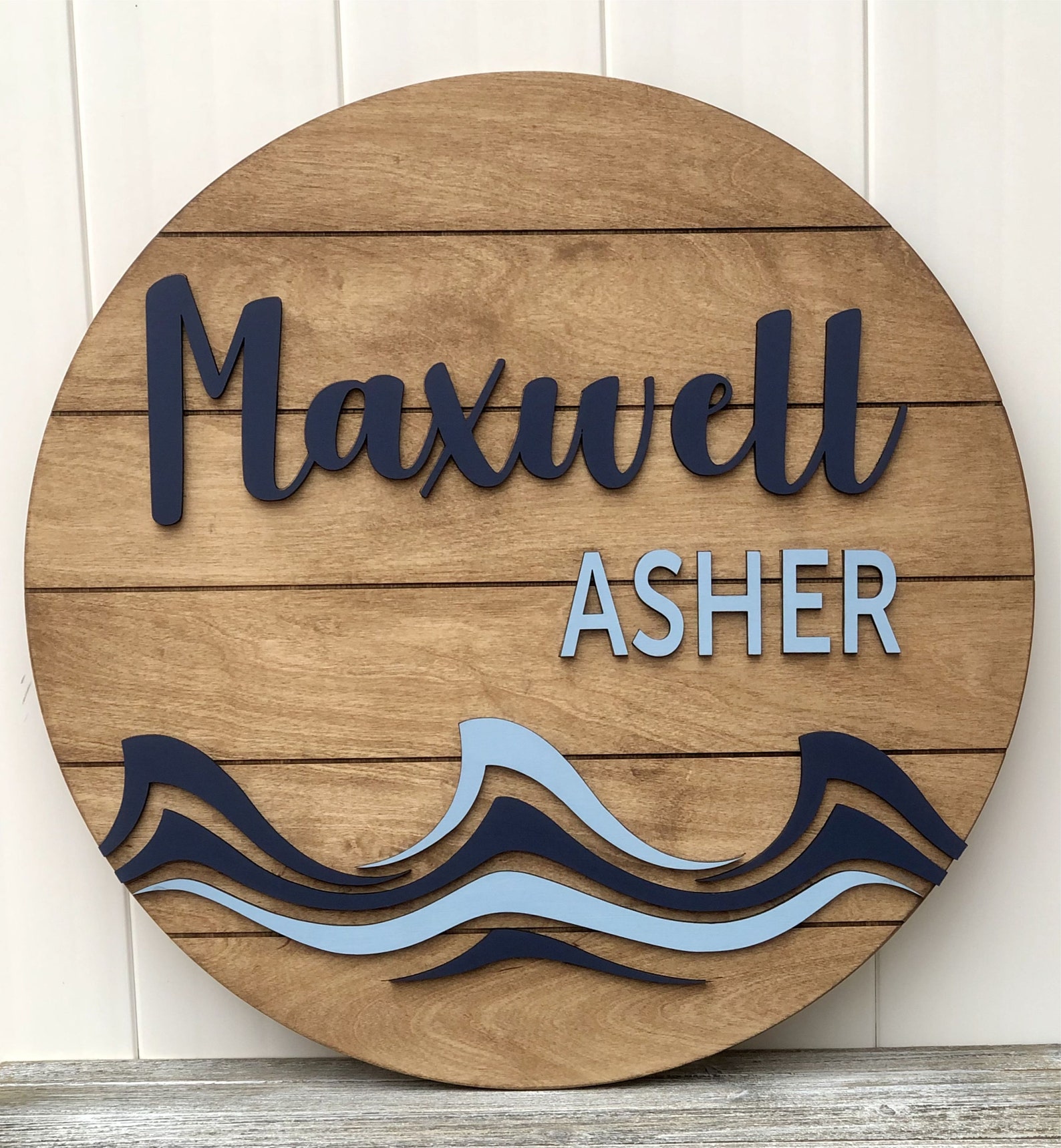 Circle Baby Boy Nursery Name Sign Nautical Wooden Custom Etsy