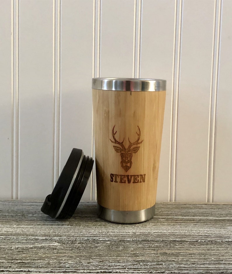 Personalized 15 oz Bamboo Tumbler Insulated Stainless Steel | Etsy