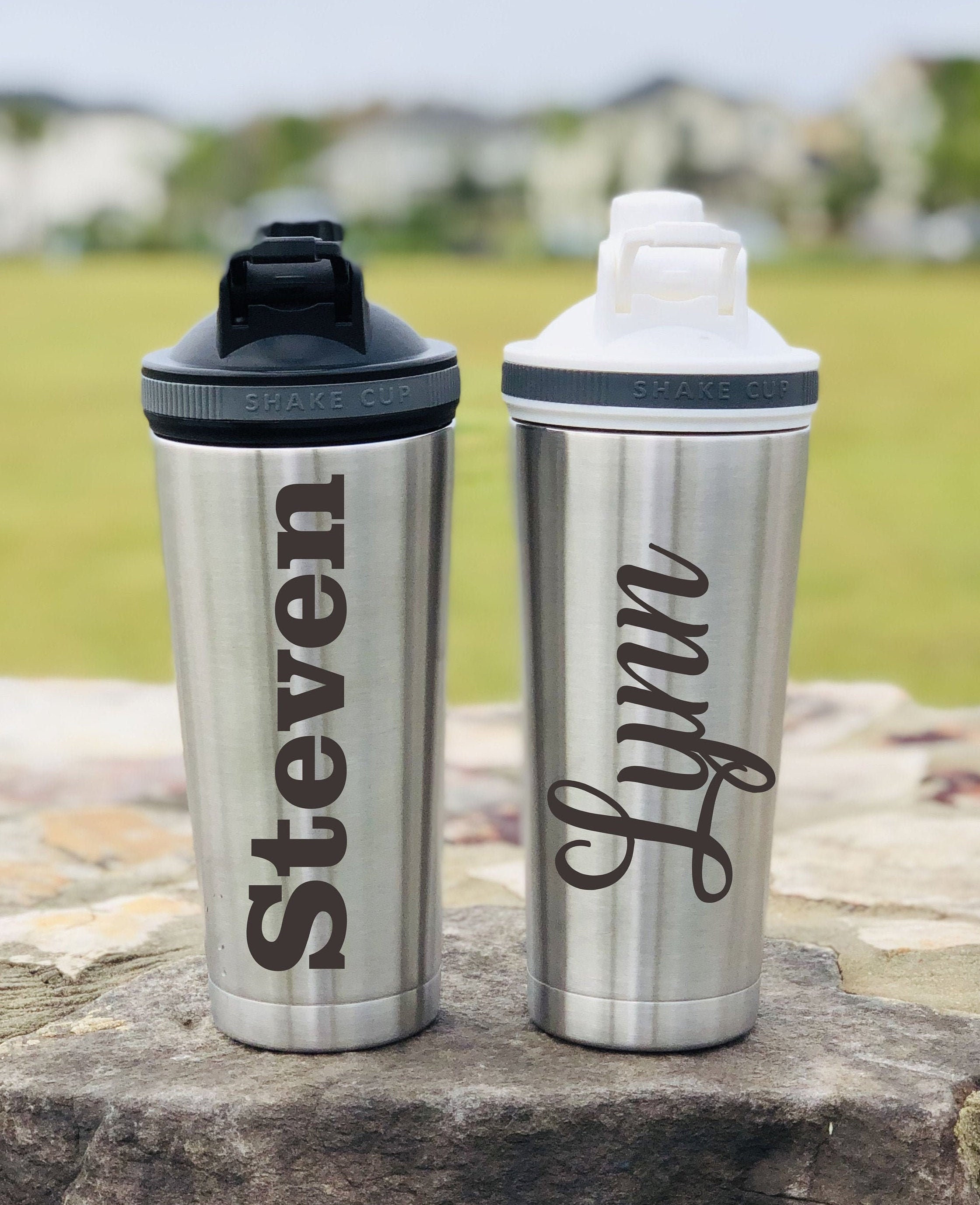 Shaker Bottle With Personalized Leather Bottle Holder Personalized Gym  Water Bottle Personalized Blender Bottle With Leather Cover 