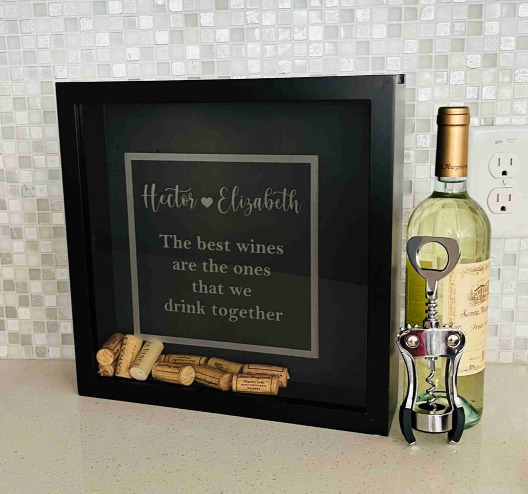 Personalized Wine Cork Shadow Box, Custom Wine Cork Holder, Top Loading ...