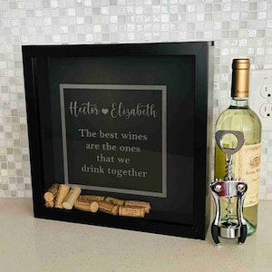 Personalized Wine Cork Shadow Box, Custom Wine Cork Holder, Top Loading Keepsake Shadowbox, Wine Lover Gift, Wedding Gift, Engagement Gift