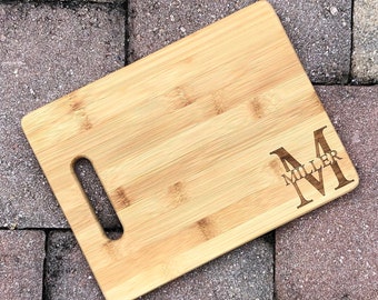 Personalized Bamboo Wood Cutting Board, Custom Monogram Board, Hostess, Engagement, Housewarming Gift