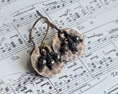 Antique Hammered Brass Spinel Gemstones. Spinel Earrings, Pyrite Earrings, Rustic Earrings, Rustic Jewelry, Handcrafted Jewelry
