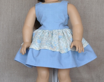 Summer dress for 18" dolls, fits American Girl, Our Generation and similar dolls.