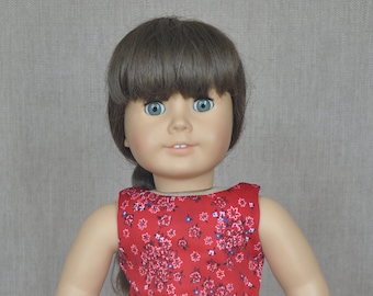 Sweet red dress for 18 inch doll, fits American Girl and similar dolls.