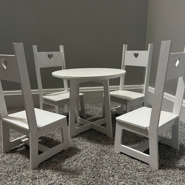 Build Your Own 18 Inch Doll Chairs and Table Kit - Laser Cut Wood to Assemble and Paint - for American Girl, Our Generation & Similar