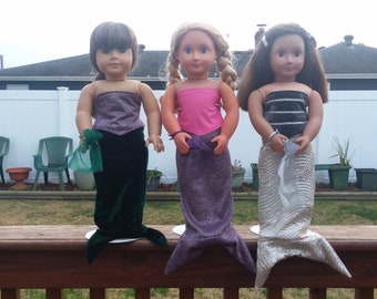 Mermaid outfits for 18 inch dolls. These outfits will fit American Girl and Our Generation dolls.