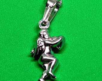 Sterling Silver Cupid Angel Pendant - Silver Cupid  Necklace- Daily Wear Jewelry- Minimalist Jewelry- Symbol of Love & Protection