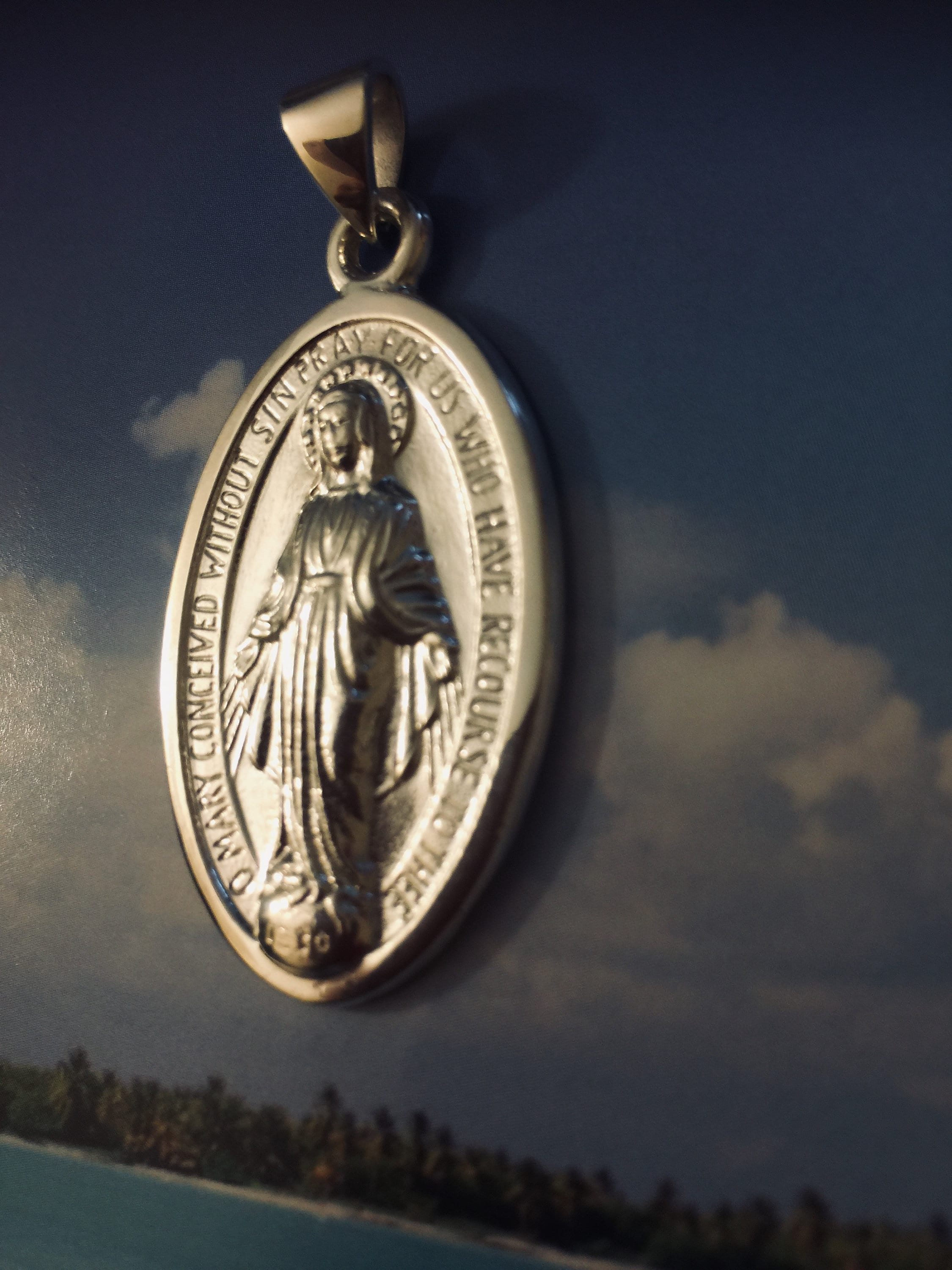 925 Sterling Silver Miraculous Virgin Mary Medal Pendant, Jewellery ...