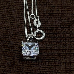 Sterling Silver Cubic Zirconia Pendant- Silver Cubic Zirconia Necklace- Timeless Jewelry- Anniversary Gift