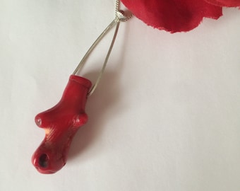 Coral Pendant Necklace/Silver