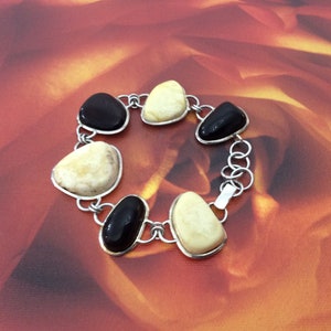 Amber Silver Bracelet//Gift for Her
