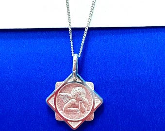 Sterling Silver Guardian Angel Pendant- 925 Sterling silver guardian angel necklace- Protection jewelry