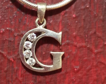 Initial G Pendant Necklace/SILVER