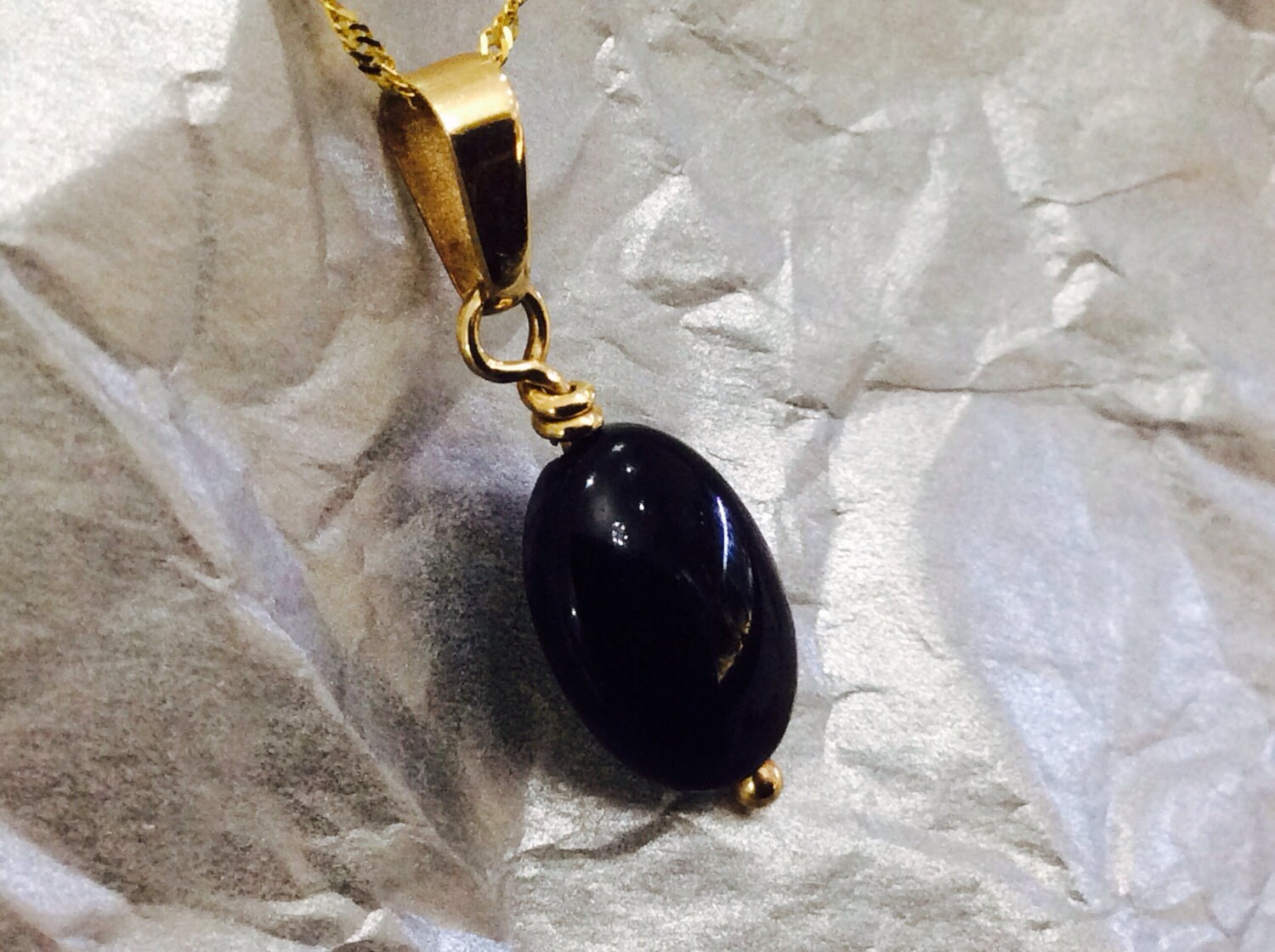 Onyx Gold Pendant//gift for Sympathy Etsy UK