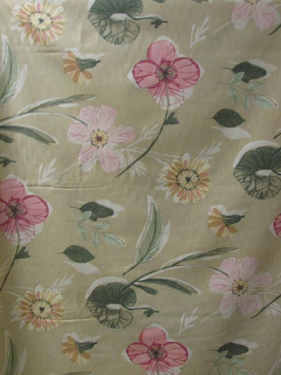 Green Floral Drapery Fabric Etsy