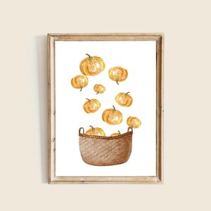Pumpkin Print Fall Decor, Pumpkin Printable Wall Art, Pumpkin Watercolor Painting, Fall wall art, Rustic fall Print, Fall Farmhouse, Autumn