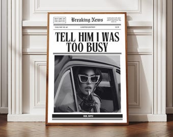 Cool Girl Art Print, Newspaper Print, Girl Dorm Room Art, Trendy Newspaper, Black and White Print, Bar Cart Art, Feminist Fashion Print