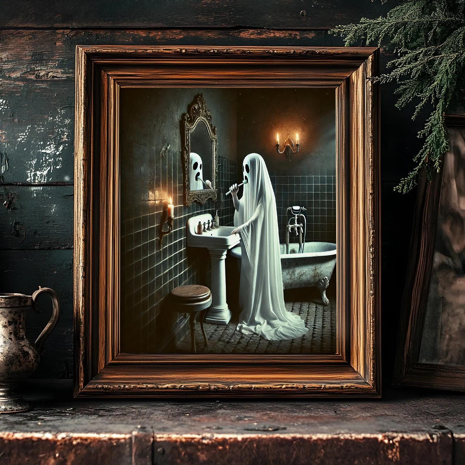 Spooky Halloween Wall Art | Ghost Toilet Art | Bathroom Halloween Decor ...