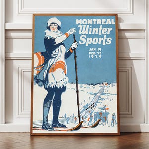 Arte de pared digital de esquiador vintage Impresión de esquí retro Decoración de cabaña de esquí de invierno Arte de pared alpino Póster de esquí Descarga digital